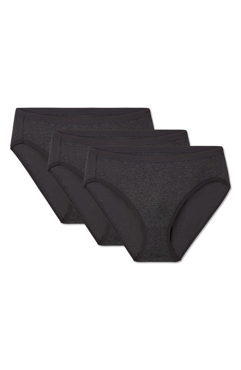 MeMoi 3-Pack Stretch Cotton Hipster Briefs, Main, color, Charcoal Heather