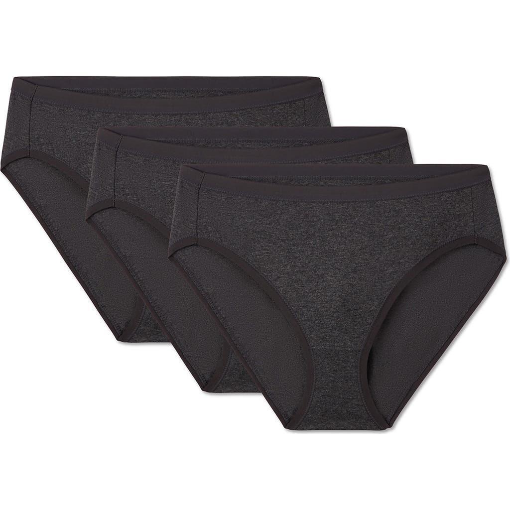 Memoi 3-pack Stretch Cotton Hipster Briefs In Black