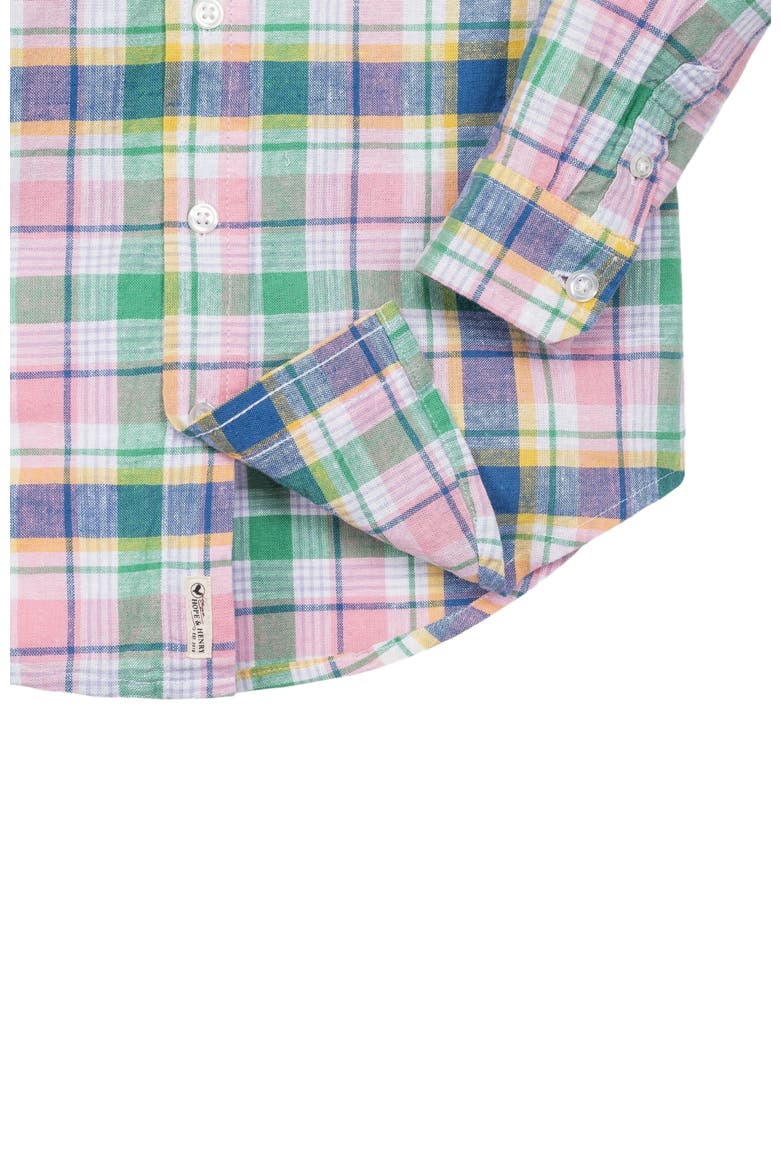 Boys' Long Sleeve Linen Button Down Shirt, Kids, Alternate, color, Flower Show Plaid