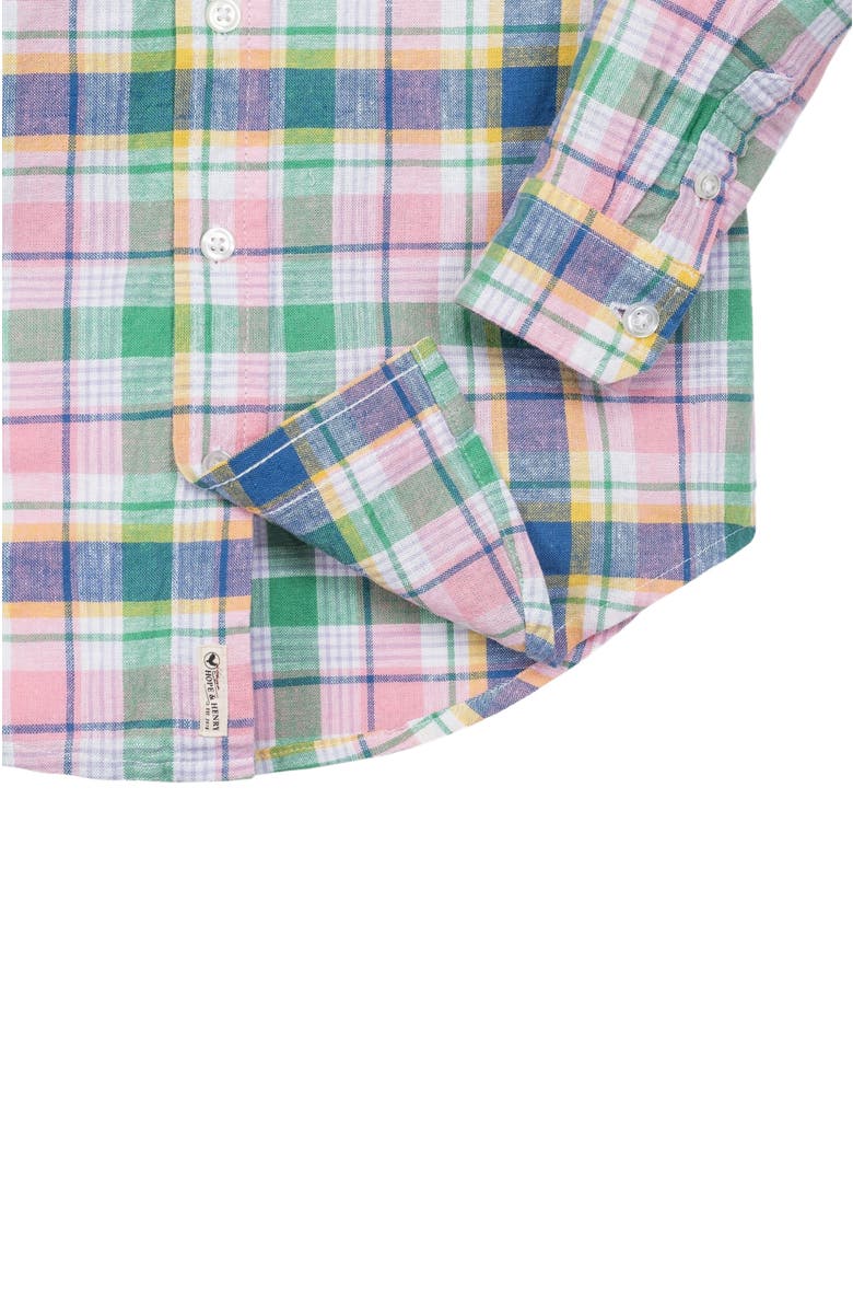 Hope & Henry Boys' Long Sleeve Linen Button Down Shirt, Kids, Alternate, color, Flower Show Plaid
