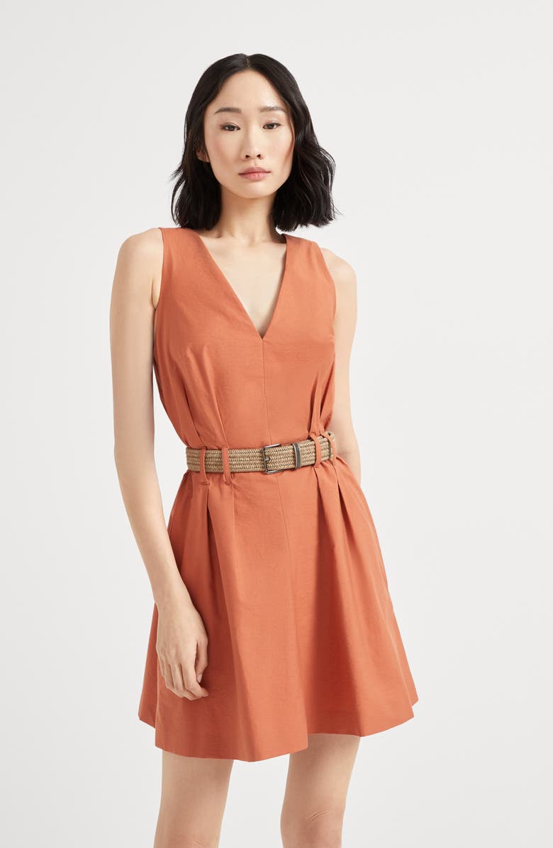 Brunello Cucinelli Twill mini dress with monili, Alternate, color,