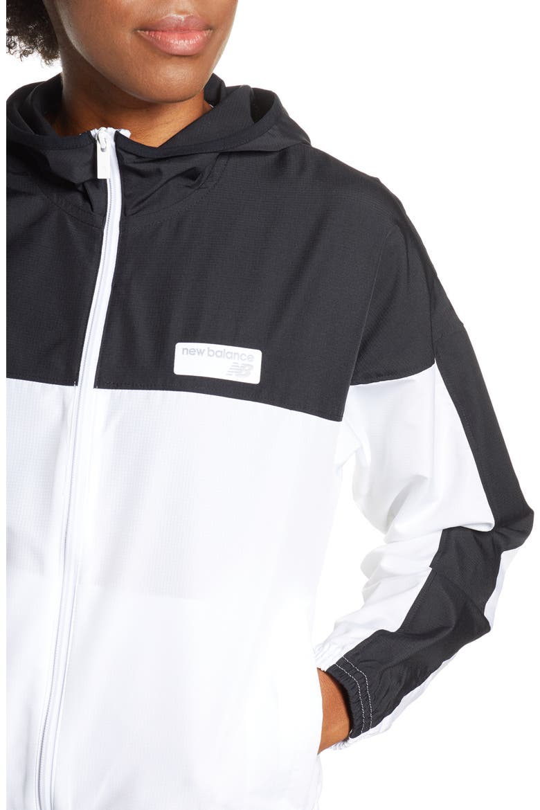 Athletics Colorblock Water Resistant Windbreaker, Alternate, color, BLACK/ WHITE