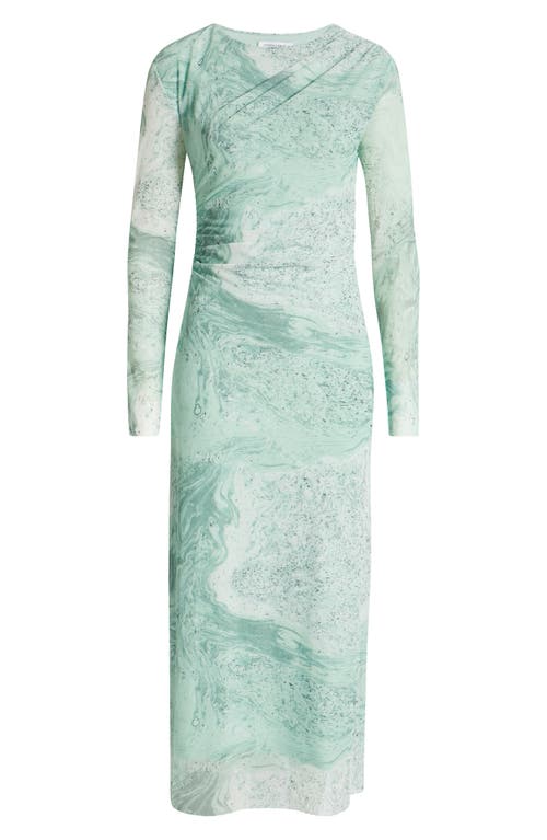 & OTHER STORIES & OTHER STORIES ABSTRACT PRINT LONG SLEEVE MESH DRESS 