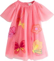 NEXT Kids' Butterfly Appliqué Mesh Party Dress