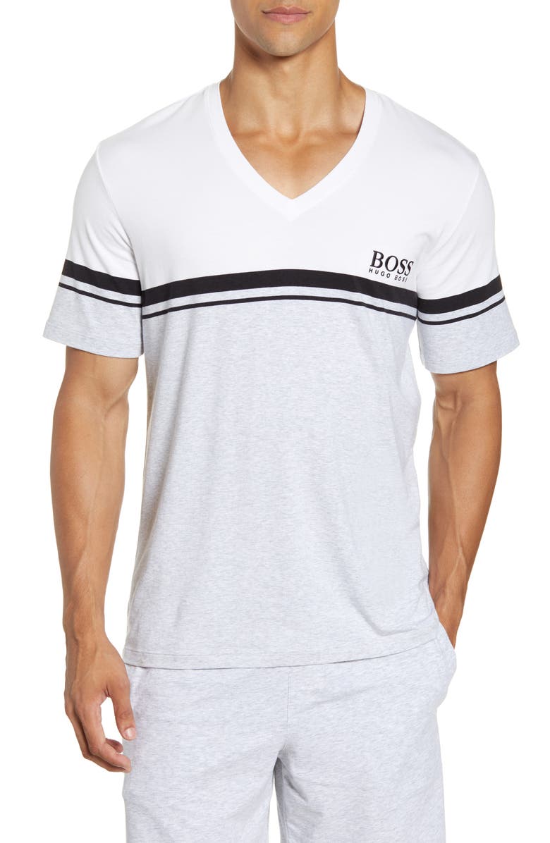 BOSS Stripe V-Neck T-Shirt, Main, color,