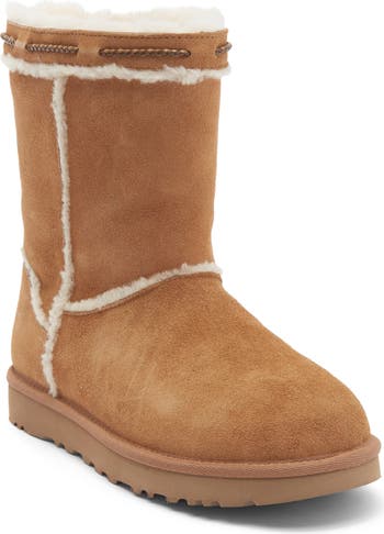 UGG® Classic Short Shearling Braid Trim Boot (Women) | Nordstromrack