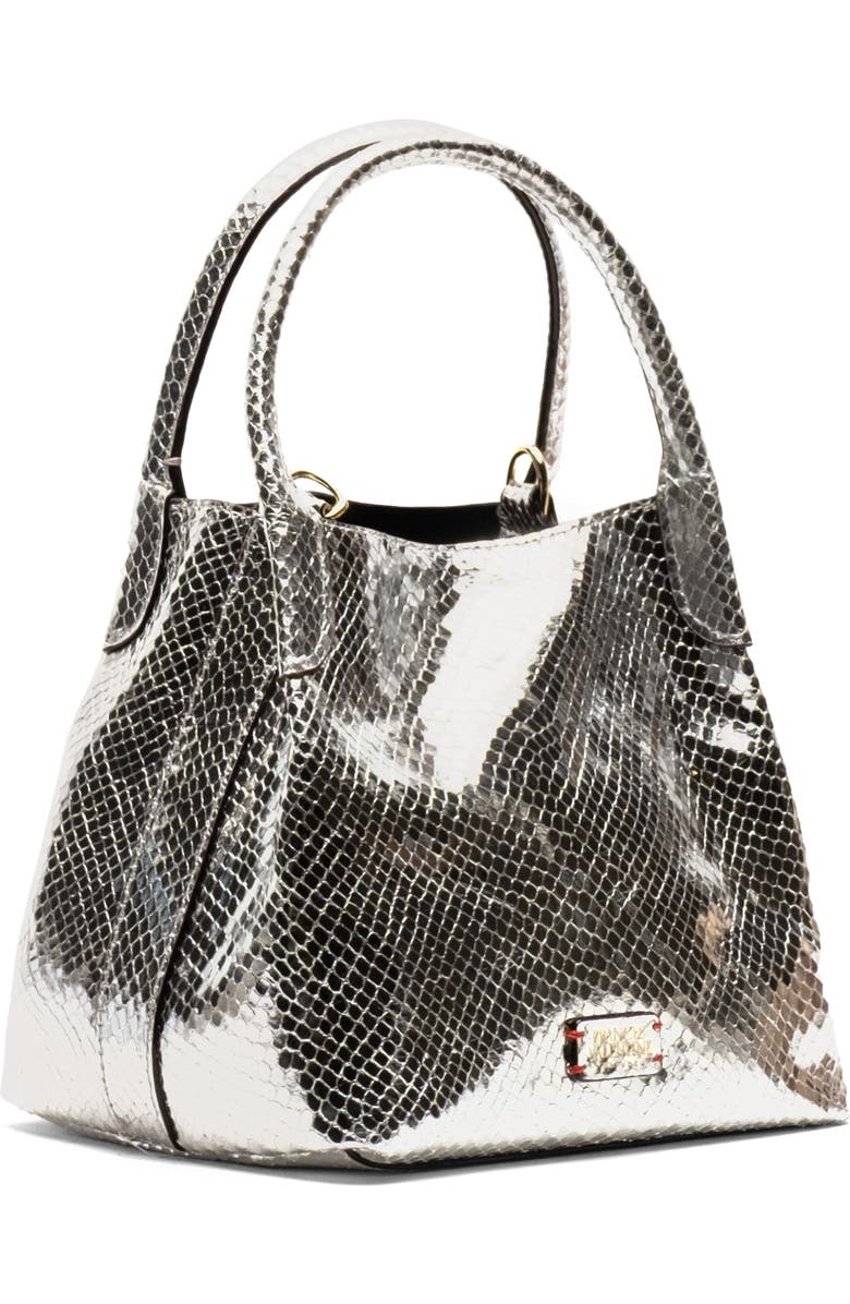 Frances Valentine Teeny Sweet Pea Snakeskin Embossed Metallic Leather Handbag, Alternate, color, Silver