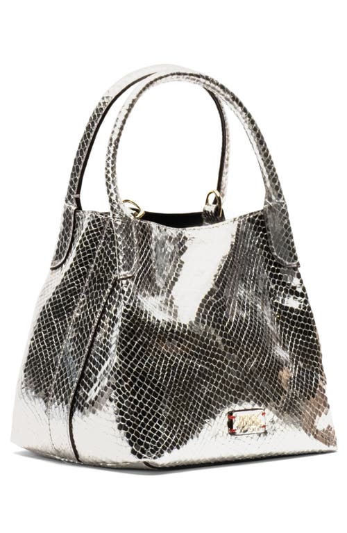 Frances Valentine Teeny Sweet Pea Snakeskin Embossed Metallic Leather Handbag In Silver