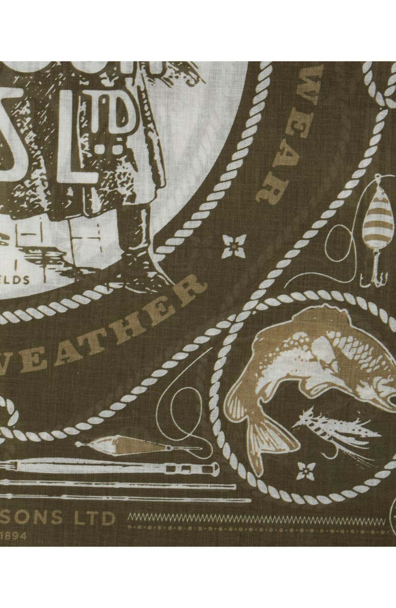 Barbour Heritage Print Cotton Bandana Scarf, Alternate, color, Mid Olive