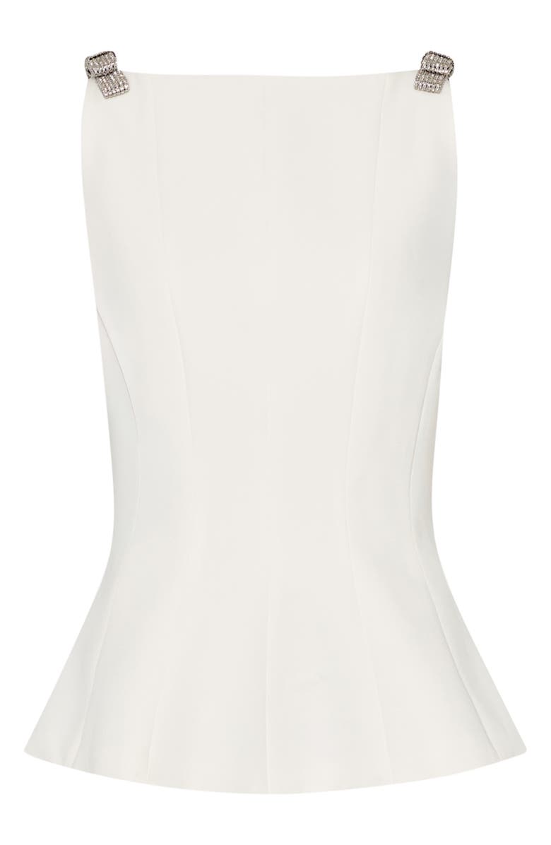 Milly Ruby Crystal Bow Sleeveless Peplum Top, Alternate, color, Ecru