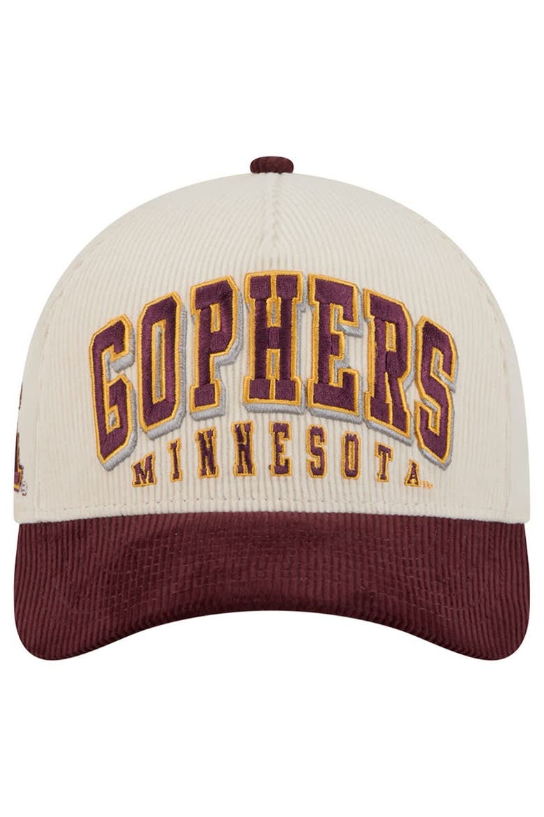 Men's New Era Maroon/Cream Minnesota Golden Gophers Arch Two-Tone Corduroy 9FORTY A-Frame Adjustable Hat, Alternate, color, Maroon