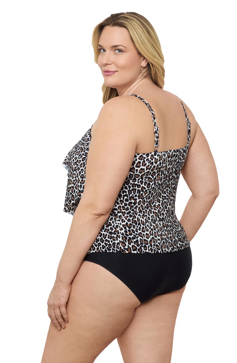 Aqua Green Triple Ruffle Tier Adjustable Tankini Swimsuit Top, Alternate, color, Seeing Spots