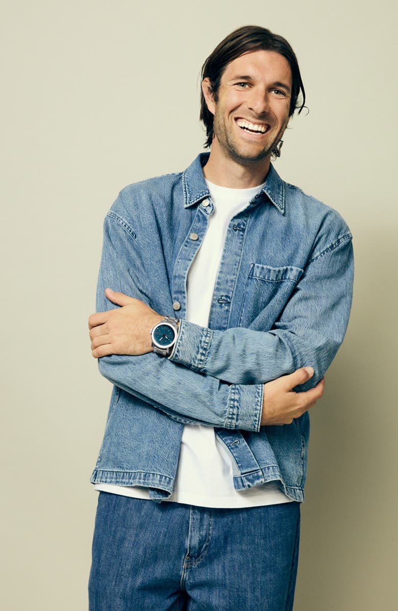 Nixon Corporal Bracelet Watch, 48mm, Alternate, color, Silver / Indigo