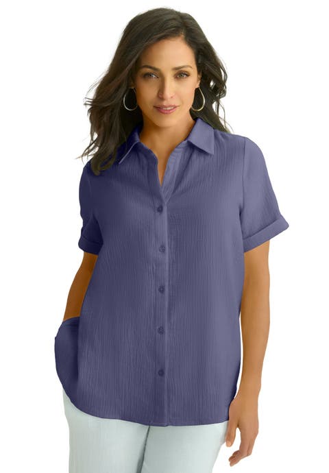 Cotton Gauze Camp Shirt (Plus)