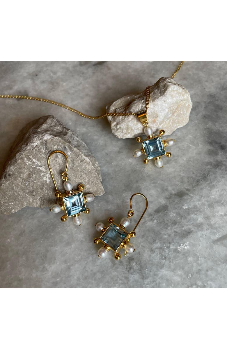 Freya Rose Blue Topaz Cross Necklace, Alternate, color, Blue