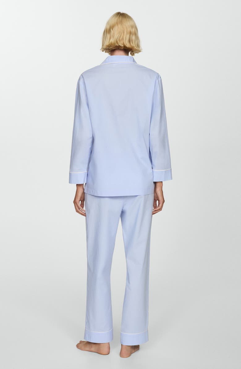 MANGO Contrast Trim Pajama Shirt, Alternate, color, 