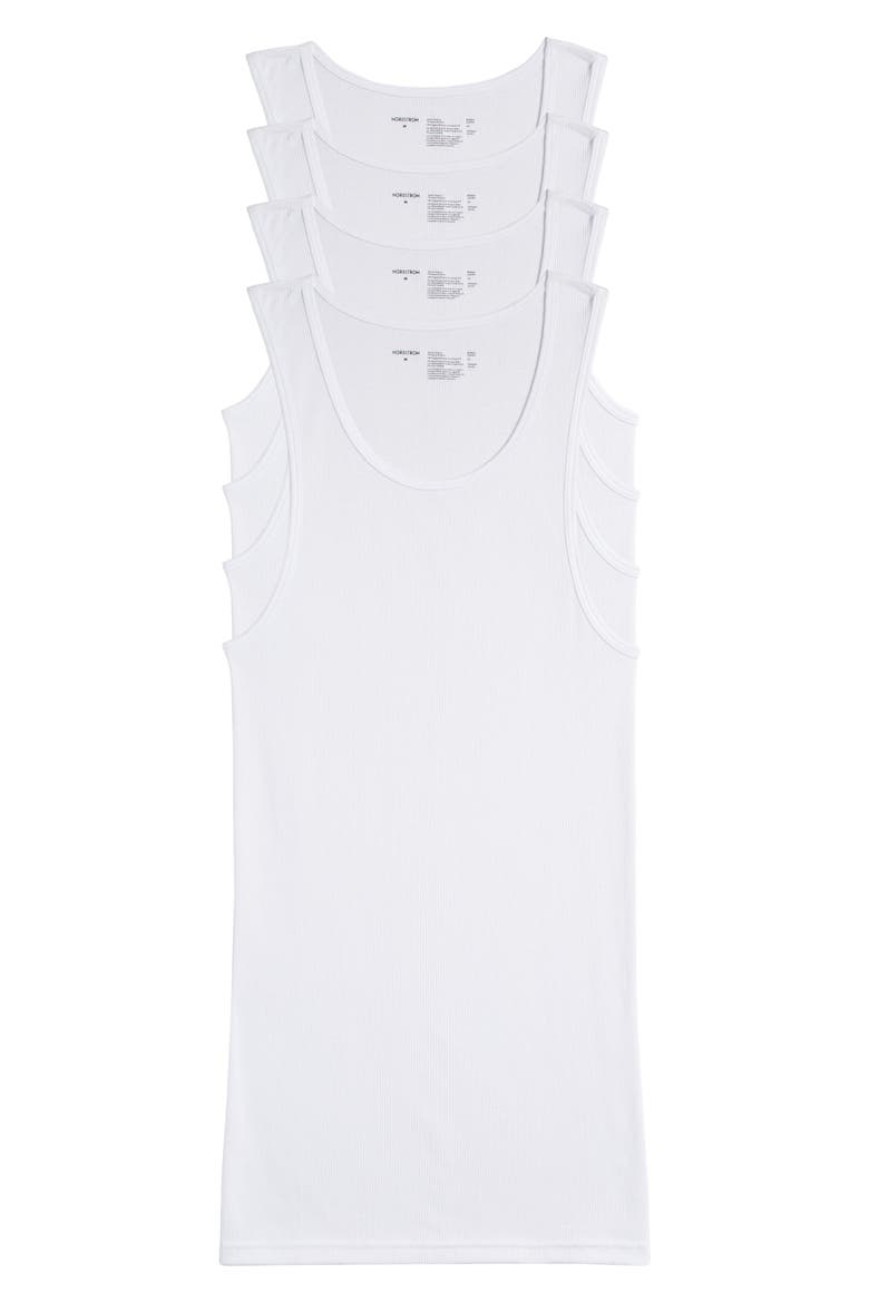 4-Pack Supima® Cotton Athletic Tanks, Alternate, color, WHITE