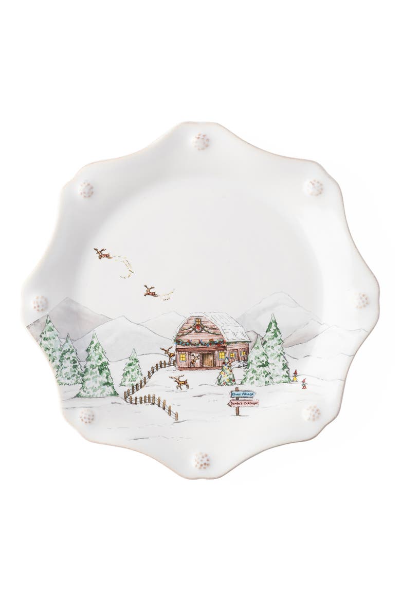 Berry & Thread North Pole Set of 4 Scalloped Dessert/Salad Plates, Alternate, color, MULTI