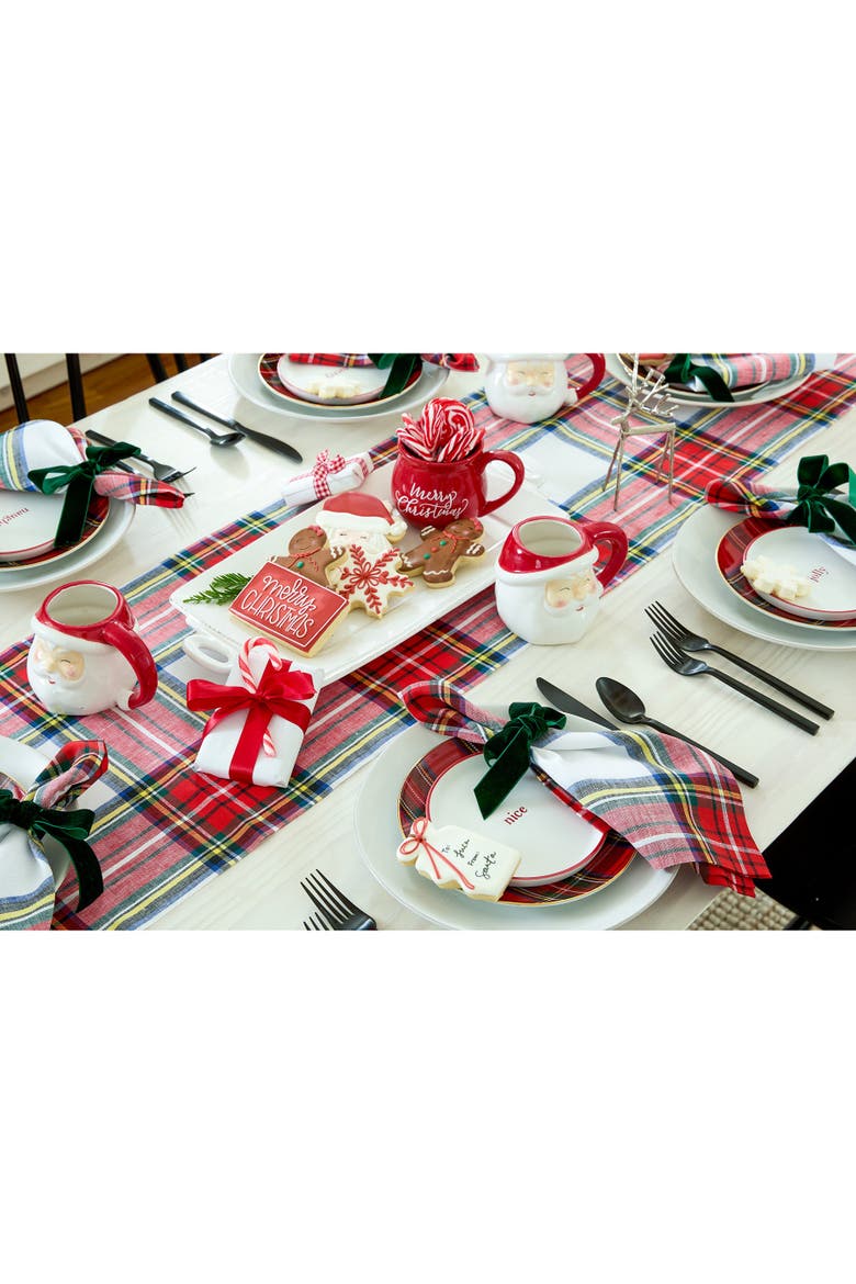 Linen Dinner Napkins Set of 4, 20 x 20" - Stewart Plaid, Alternate, color, White