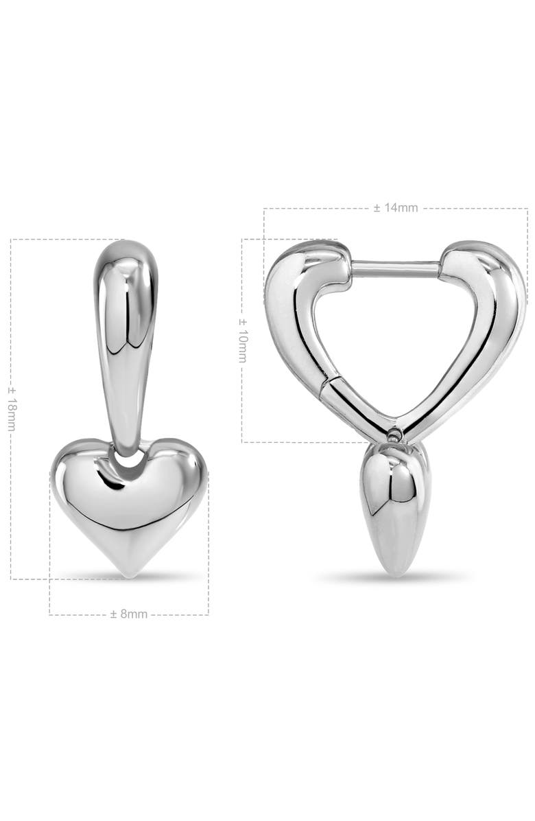 DEVATA Sweet Heart Huggie Hoop Earrings in Rhodium Plated Sterling Silver, Alternate, color, Silver