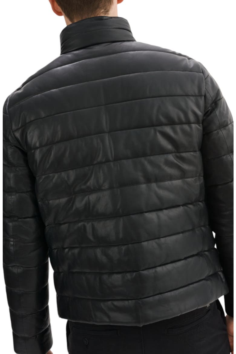 Leather Puffer Jacket, Alternate, color, BLACK