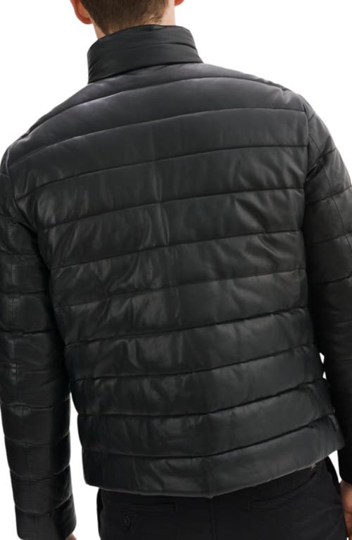 Regency Leather Puffer Jacket In Black