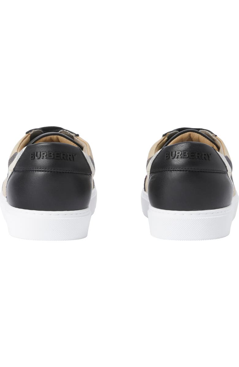 Burberry Check and Leather Sneakers, Alternate, color, Black