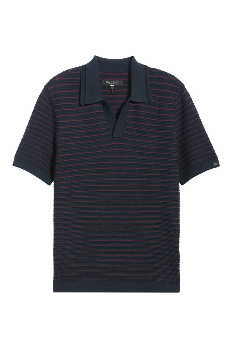 Aaron Stripe Johnny Collar Polo, Alternate, color, NAVY