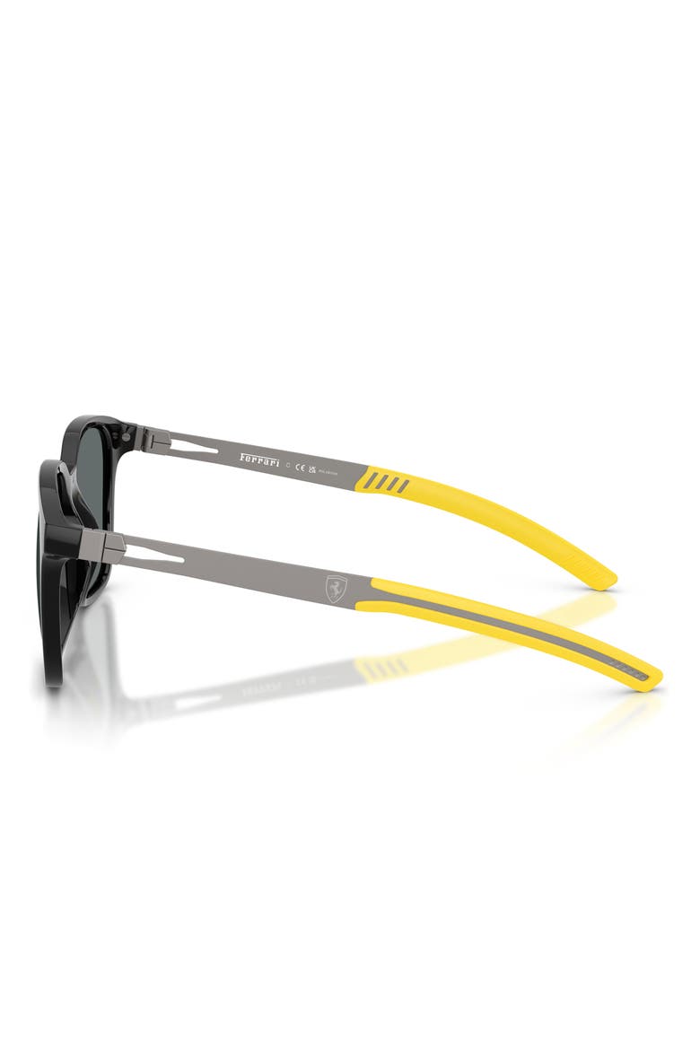 57mm Polarized Square Sunglasses, Alternate, color, BLACK SHINY / DARK GREY POLAR