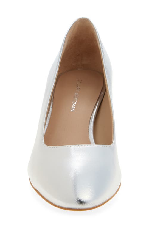 Stuart Weitzman Bridget Block Pump In Silver