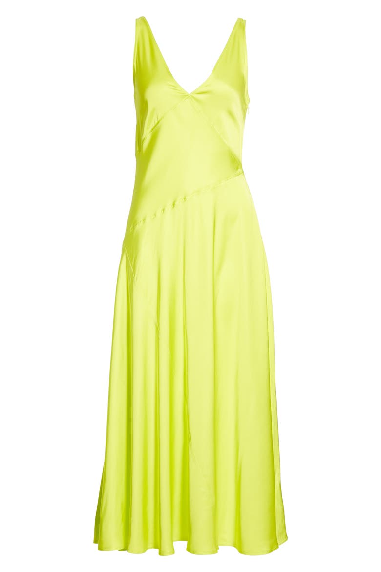 Sleeveless Satin Maxi Dress, Alternate, color, NEON YELLOW