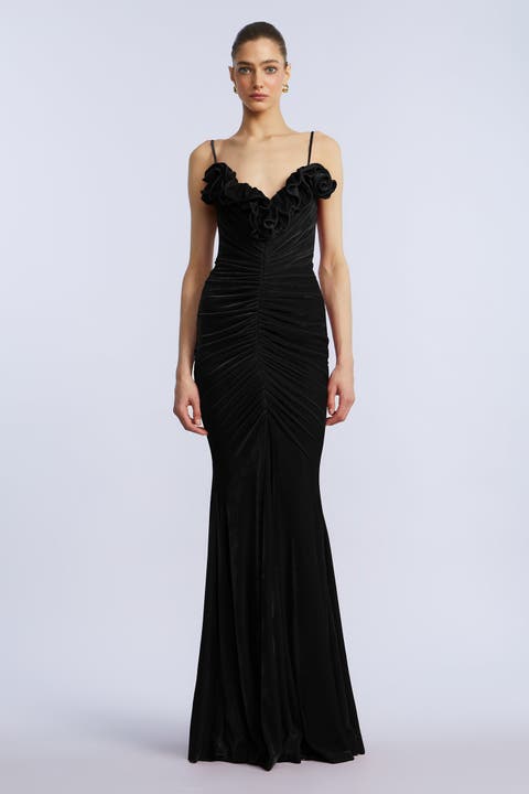 Ruffle Velvet Gown