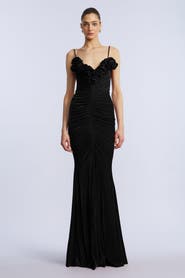 BCBGMAXAZRIA Ruffle Velvet Gown