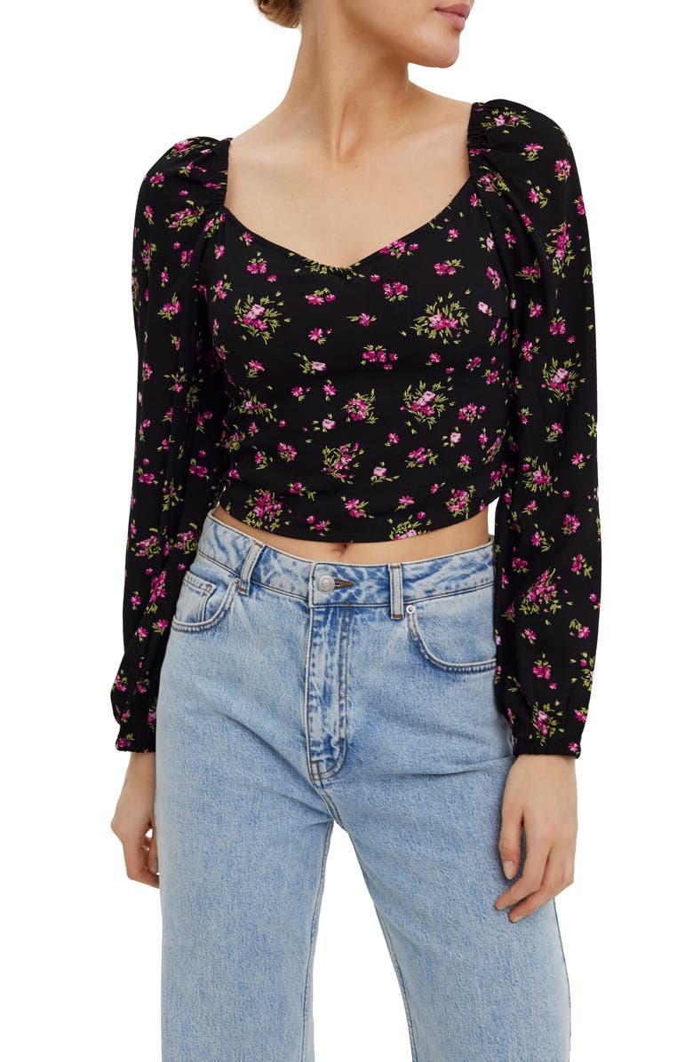 VERO MODA Anna Long Sleeve Crop Top, Main, color,