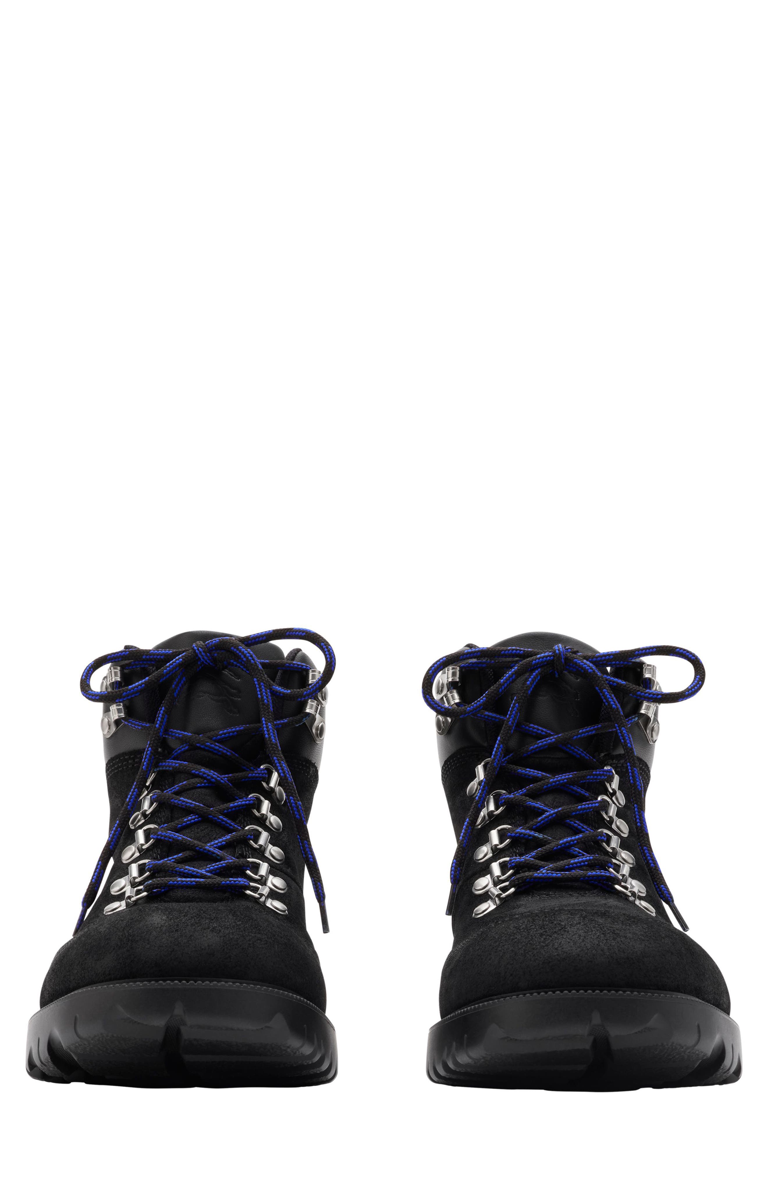 Burberry Suede Moor Hiking Boot, Alternate, color, Black