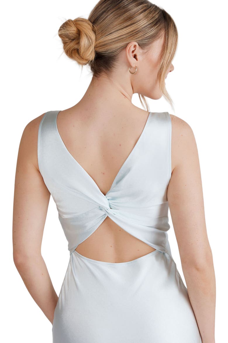 Twist Back Satin Bridesmaid Dress, Alternate, color, Ice Blue