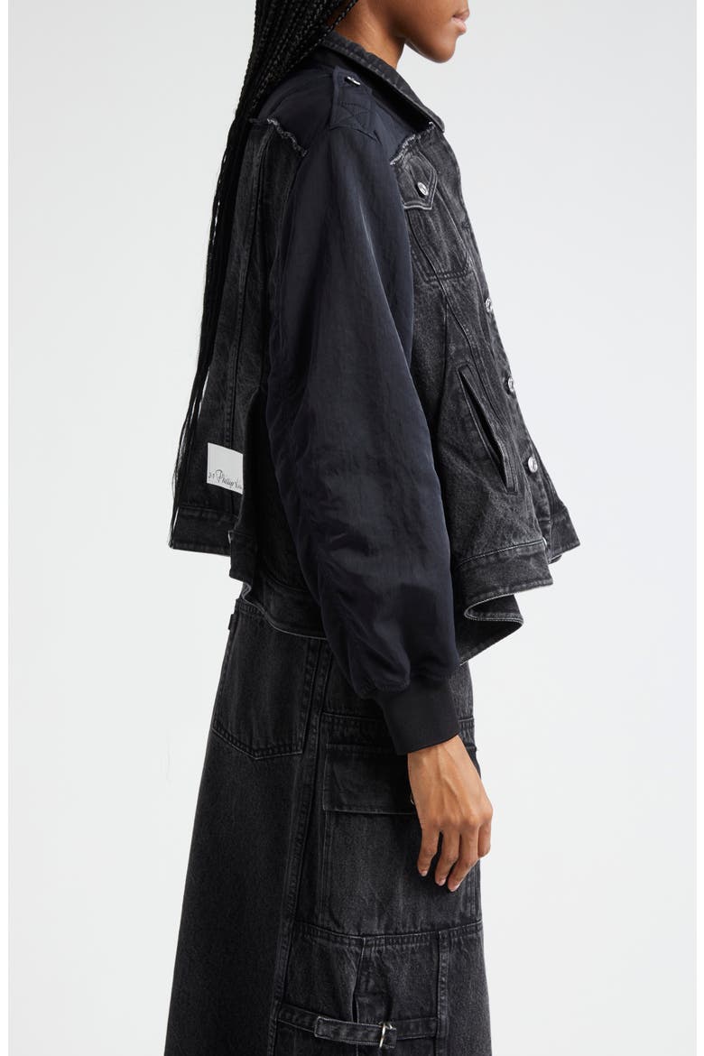 Hybrid Denim Flight Jacket, Alternate, color, WASHED BLACK