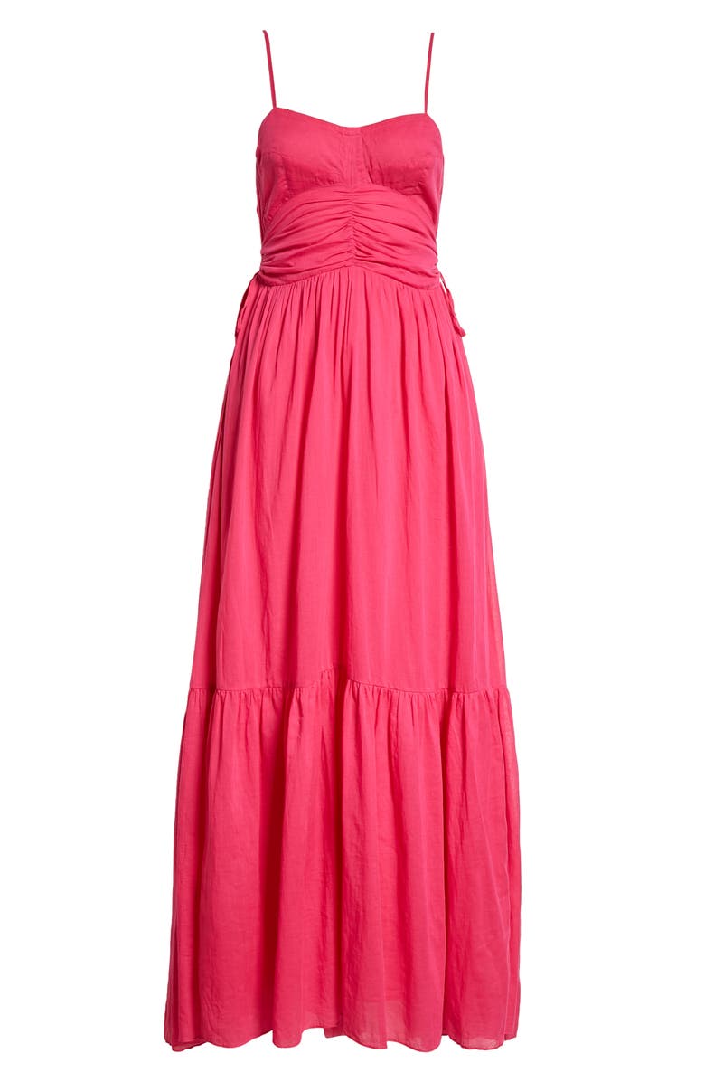 Isabel Marant Étoile Giana Tiered Cotton Maxi Dress, Alternate, color, Fuchsia