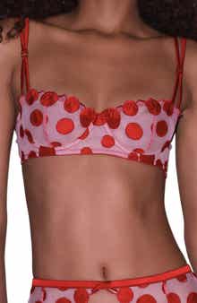 Fleur Du Mal Fuller Cup Polka Dot Embroidered Underwire Balconette Bra