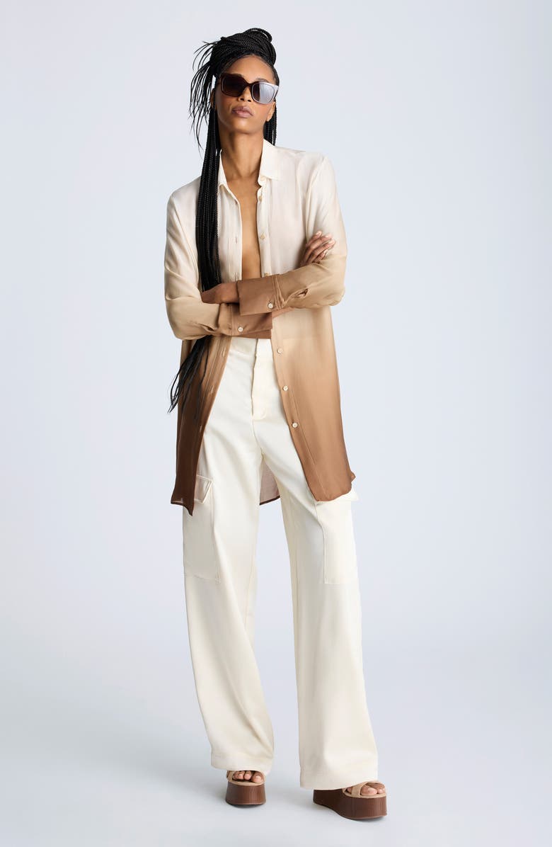 Kenneth Cole High Waist Double Face Satin Cargo Pants, Alternate, color,