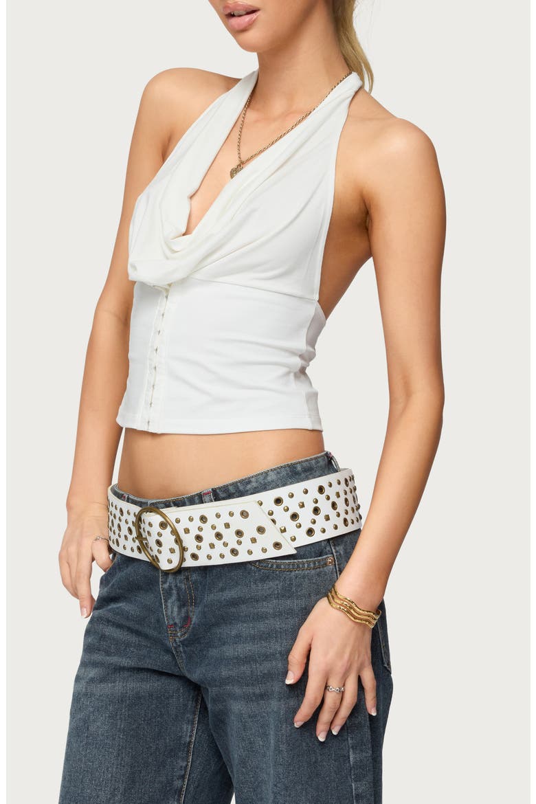 Crop Halter Top, Alternate, color, WHITE