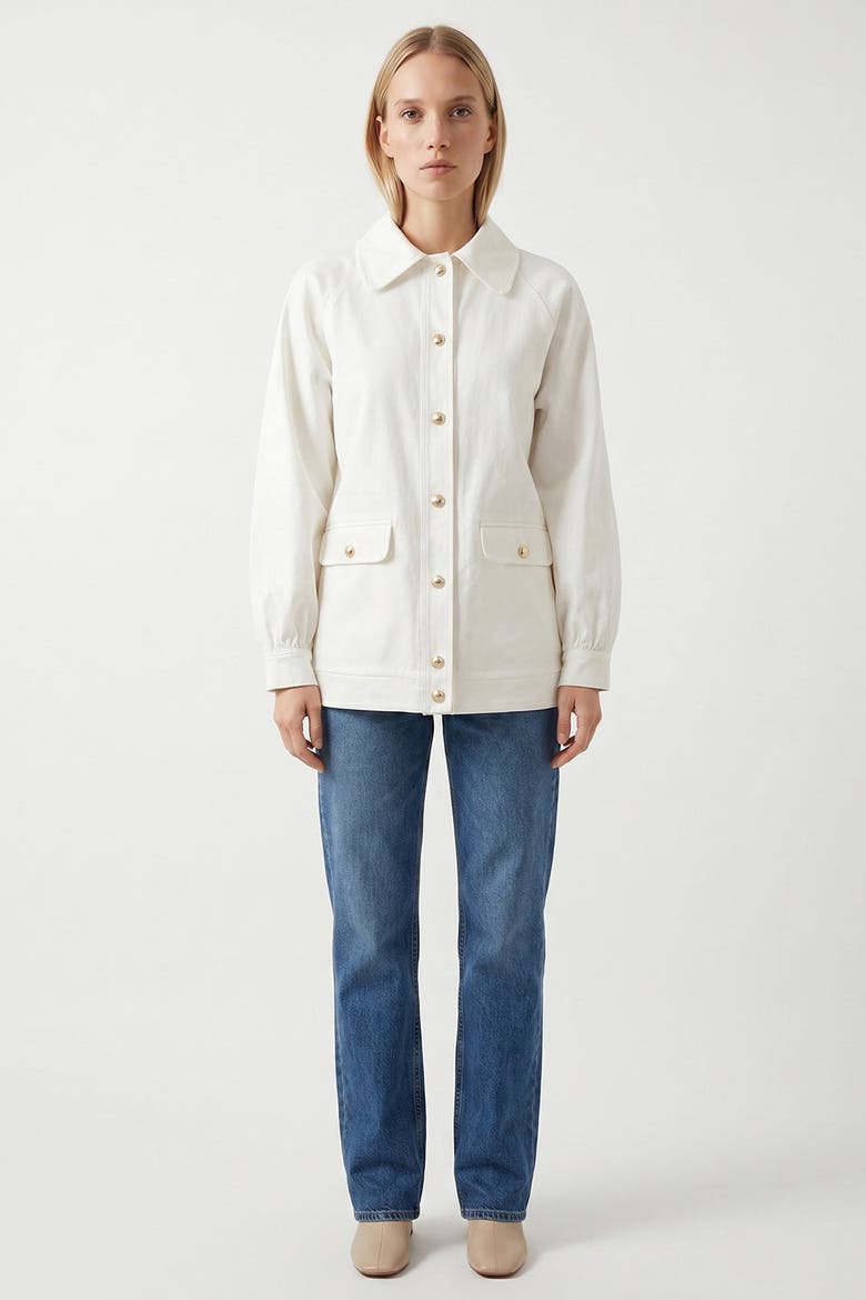 Delancy Shirt Collar Long Sleeve Jacket, Alternate, color, Ecru