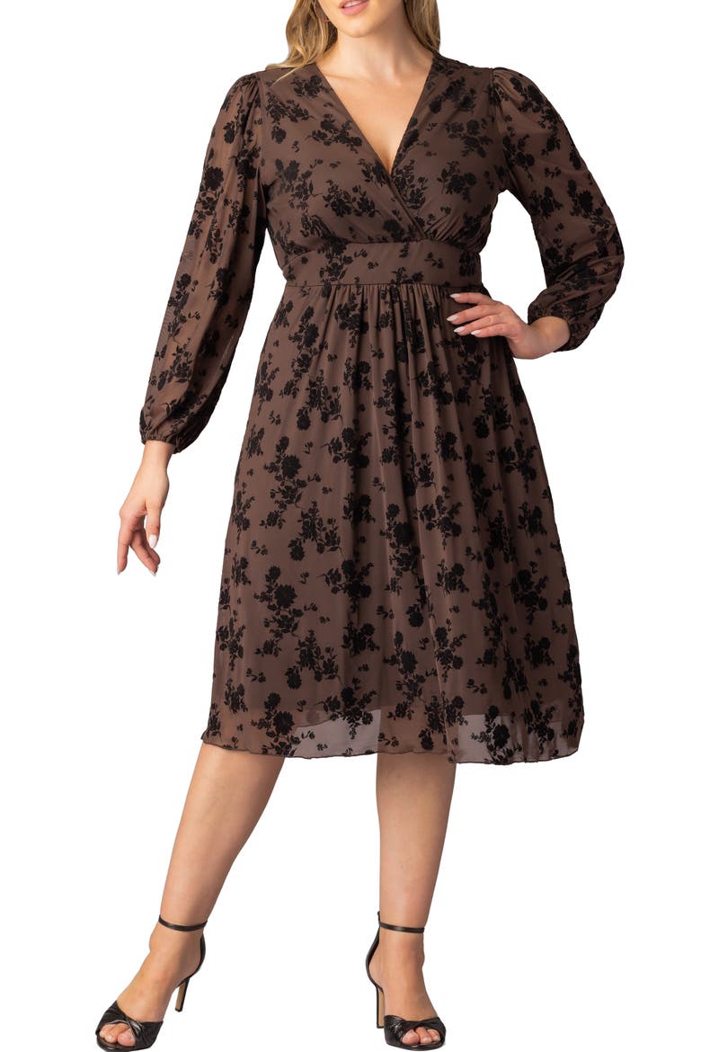 Melanie Floral Mesh Cocktail Dress, Main, color, SABLE FLOCKED FLORALS