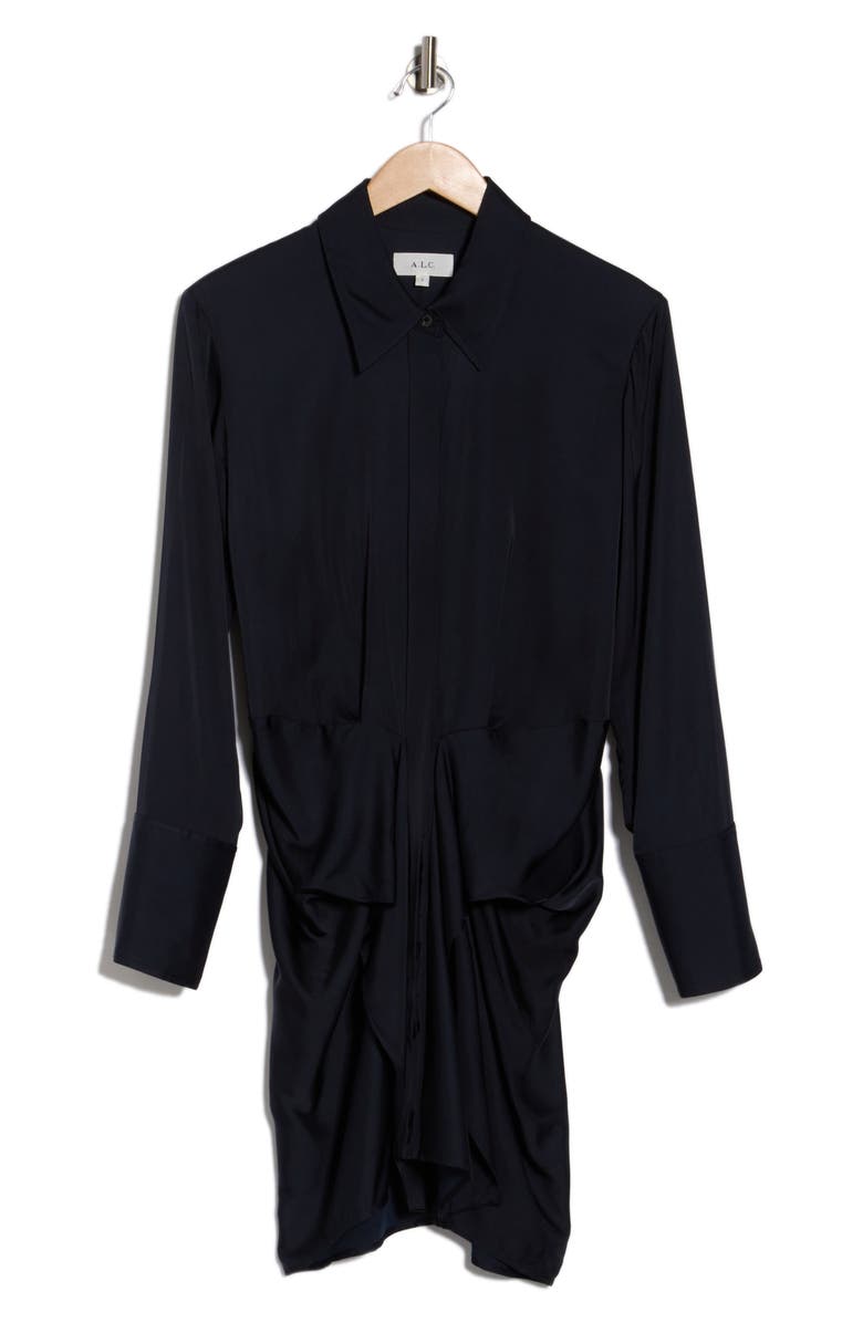 A.L.C. Mia Satin Mini Shirtdress, Alternate, color, Dark Sapphire