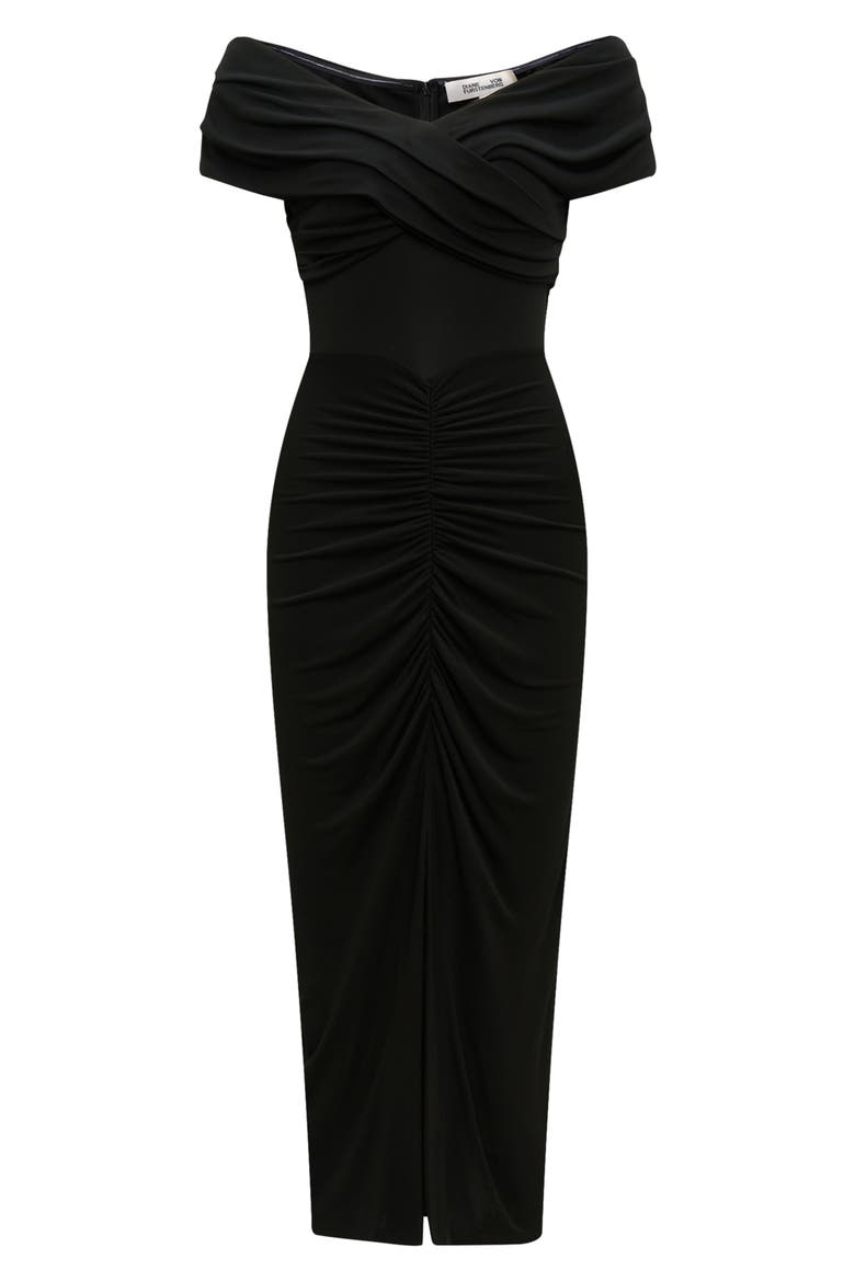 Stephen Portrait Neck Midi Dress, Alternate, color, BLACK