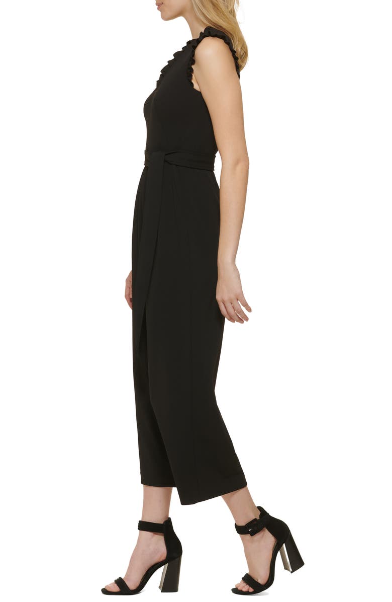 Calvin Klein Ruffle V-Neck Sleeveless Crop Jumpsuit, Alternate, color,