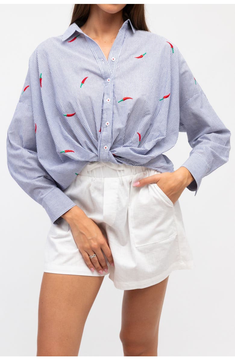 Label of Love Alesia Embroidered Shirt, Main, color, Blue