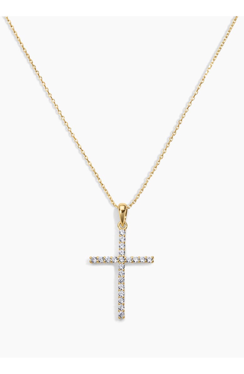 Electric Picks Dove Cubic Zirconia Cross Necklace, Main, color, Gold
