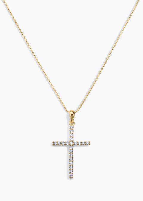 Dove Cubic Zirconia Cross Necklace