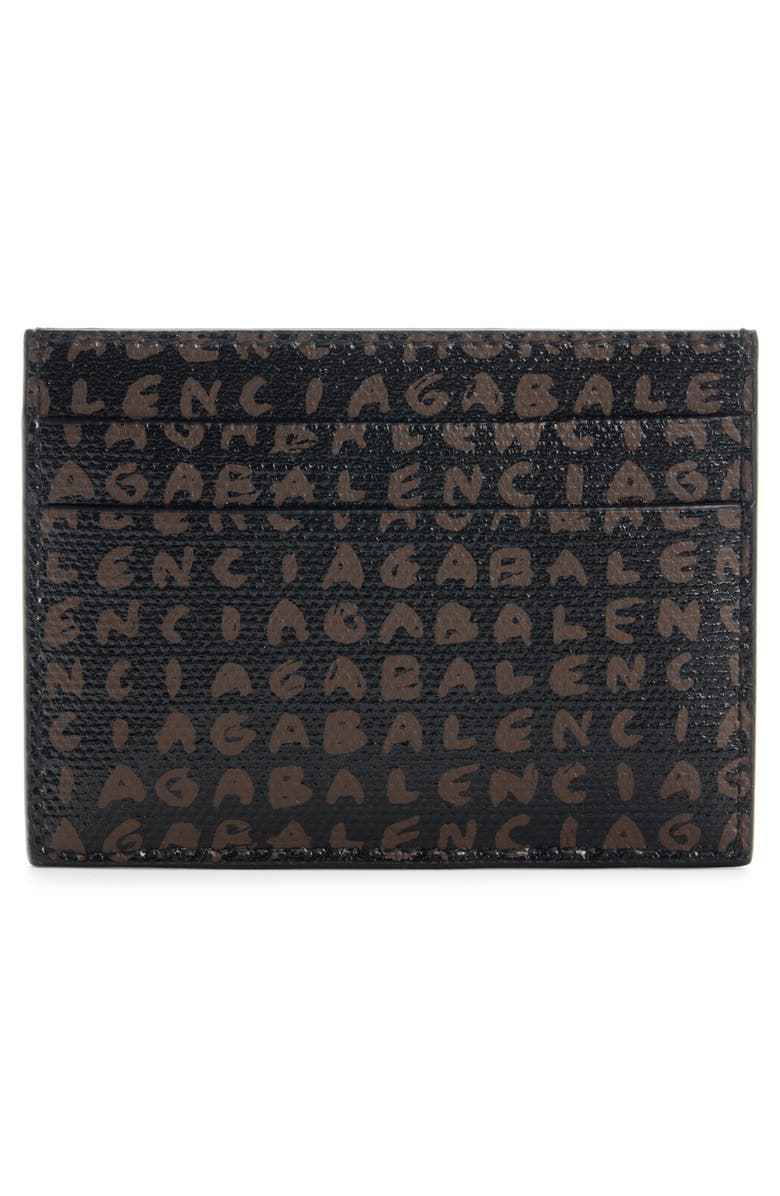 Balenciaga Snob Allover Logo Card Holder, Alternate, color, 1166 Black/ L Door Orange